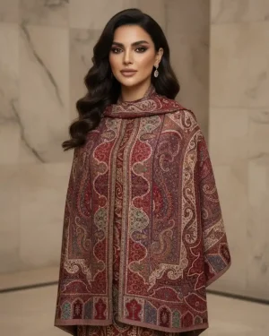 شال صوف كشميري بدون فرو نسائي